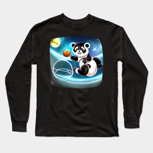 Panda Play Basketball on Space Long Sleeve T-Shirt